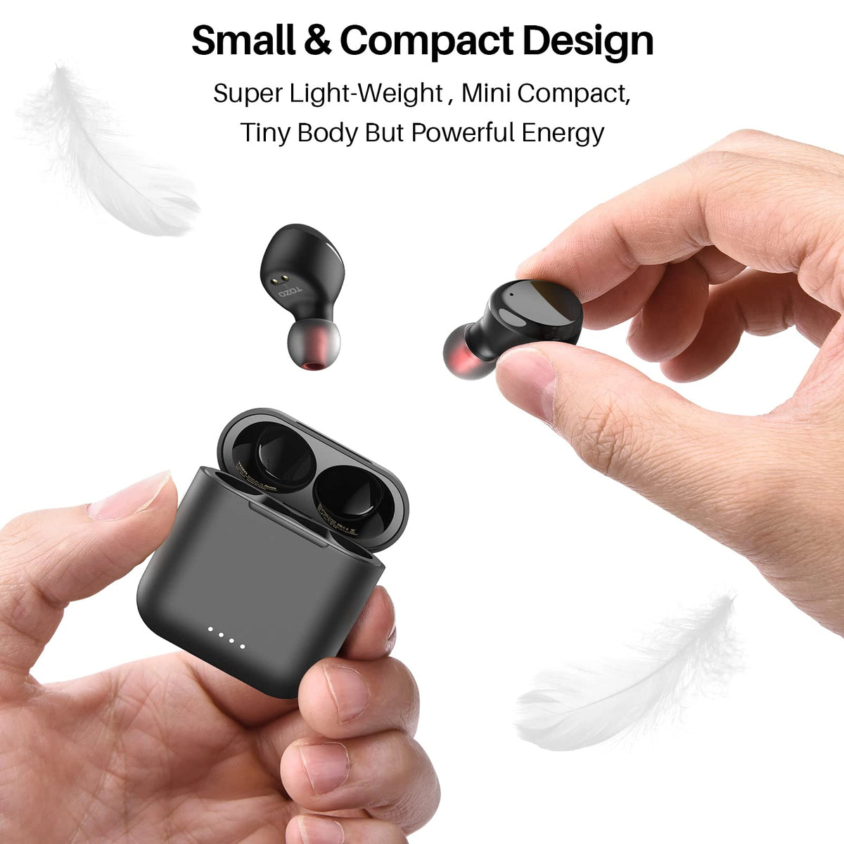 TOZO T6 True Wireless Earbuds Bluetooth 5.3 Headphones Touch Control with Wireless Charging Case IPX8 Waterproof Stereo Earphones in-Ear Built-in Mic Headset Premium Deep Bass