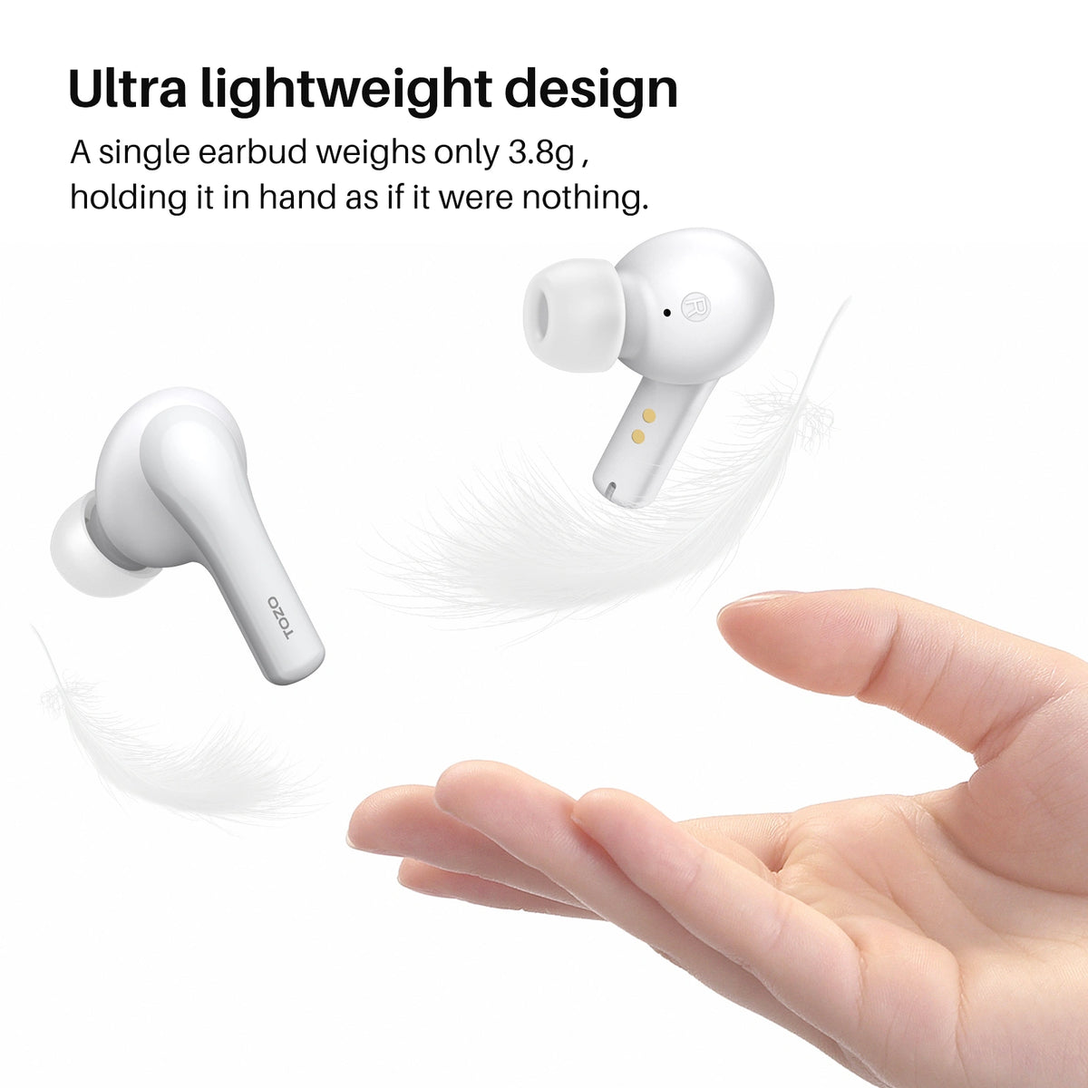 TOZO A2  Wireless Earbuds-IPX5 Waterproof lightweight and compatible for small ear