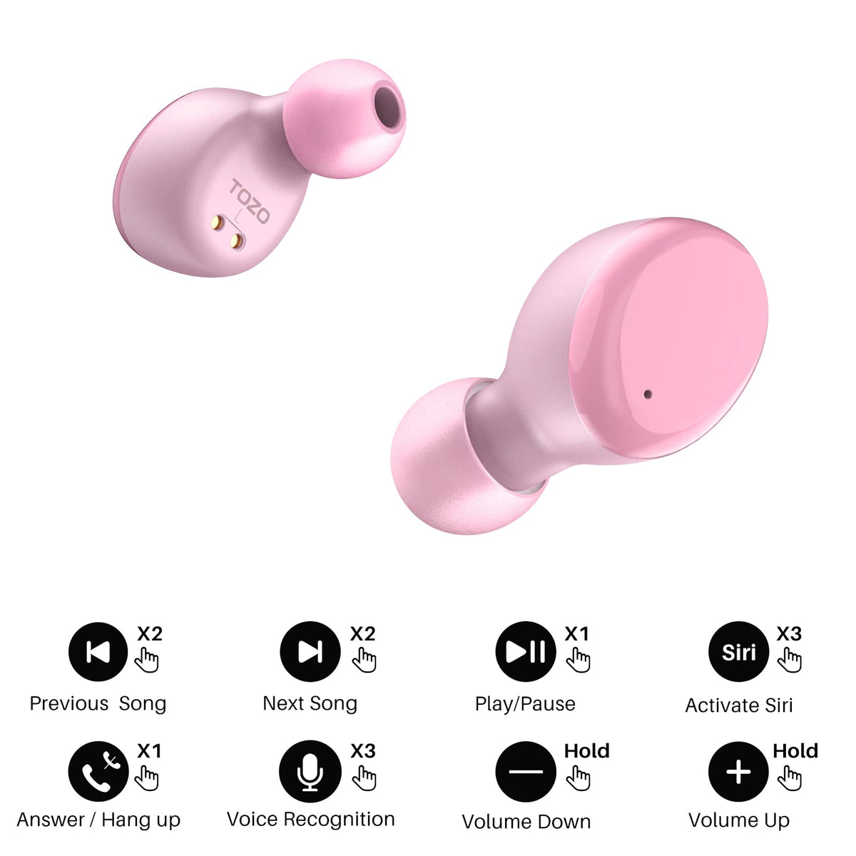 Auriculares inalámbricos verdaderos TOZO T6 con Bluetooth 5.3, control táctil y estuche de carga inalámbrica, auriculares estéreo impermeables IPX8, micrófono incorporado, graves profundos premium