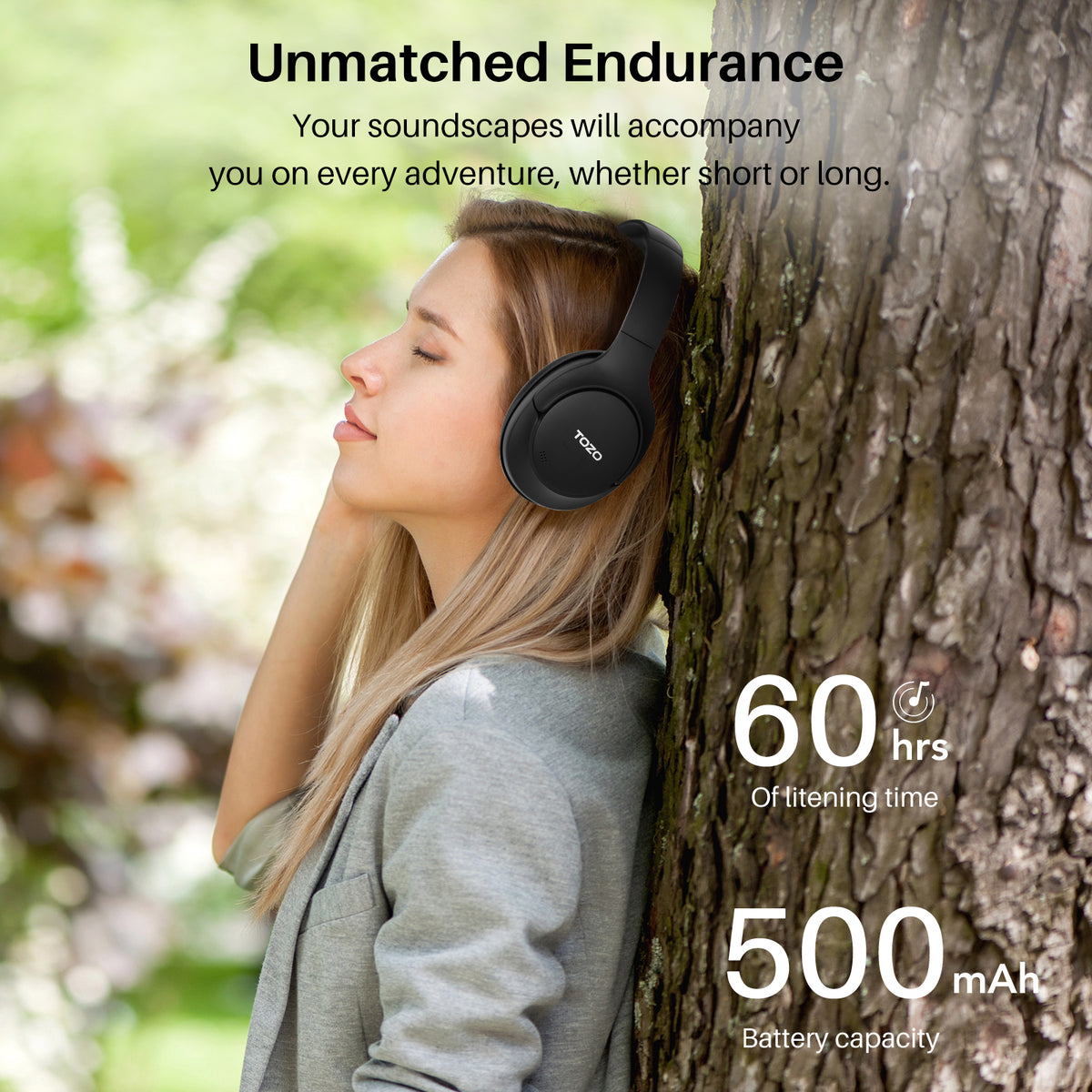  TOZO HT2 - Auriculares inalámbricos híbridos con cancelación  activa de ruido sobre la oreja, auriculares Bluetooth, tiempo de  reproducción de 56 horas, audio de alta resolución, graves profundos, audio  sin pérdidas