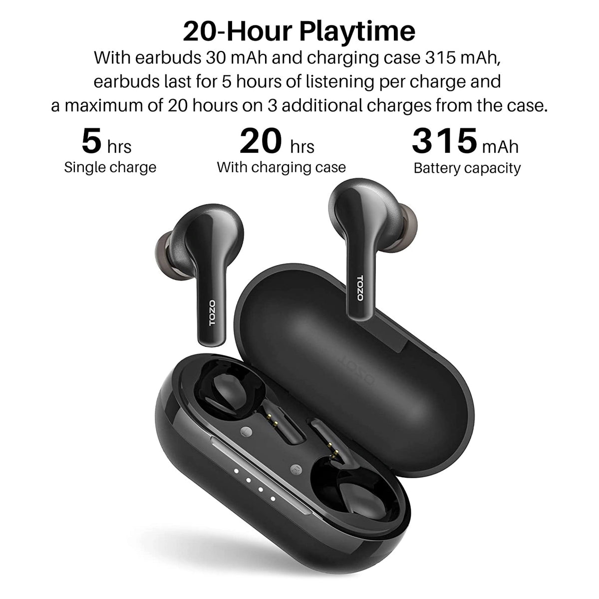 TOZO A2  Wireless Earbuds-IPX5 Waterproof lightweight and compatible for small ear