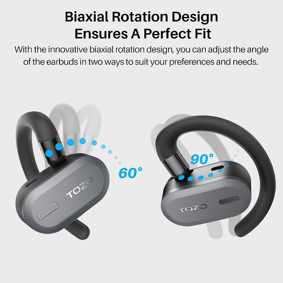 Open Buds Lightweight True Wireless Earbuds with Multi-Angle Adjustment-TOZO