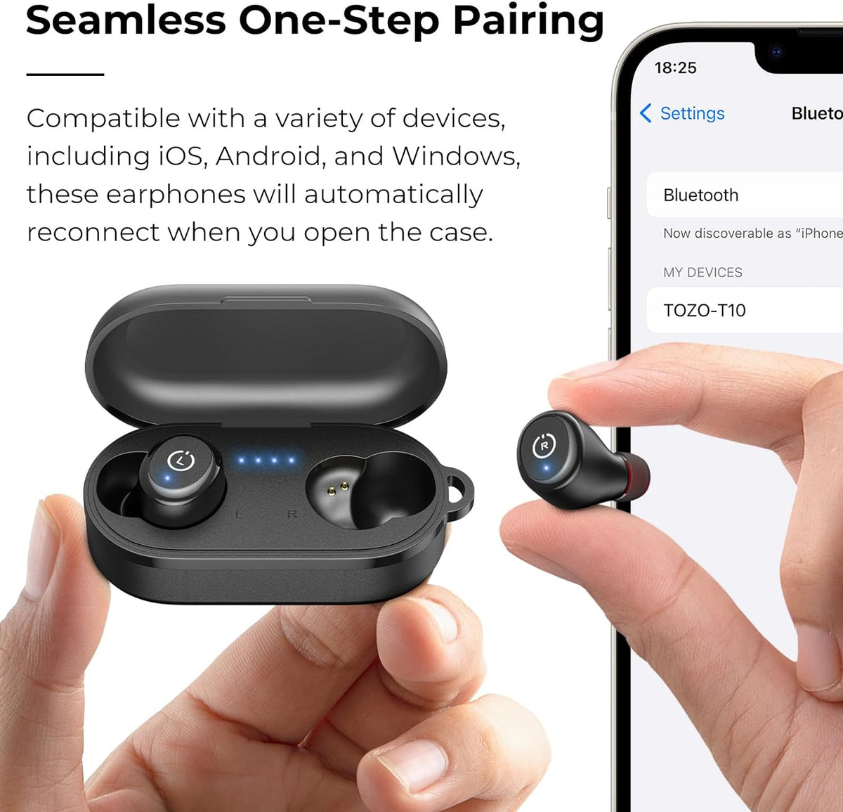 T10 Bluetooth 5.3 Wireless Earbuds with Wireless Charging Case IPX8  Waterproof Stereo Headphones in Ear Built in Mic Headset Premium Sound with  Deep