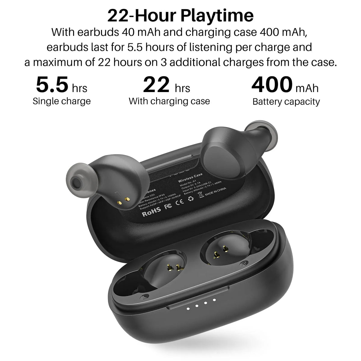 TOZO A1 Wireless Earbuds lightweight design for comfort &amp; convenience ear-fit.