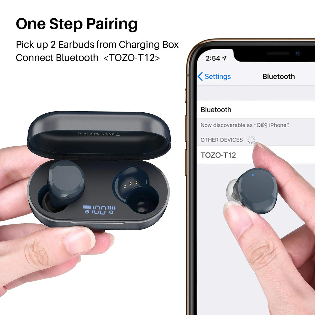 TOZO T12 Wireless Earbuds Bluetooth 5.3 Technology &amp; Easy Pairing