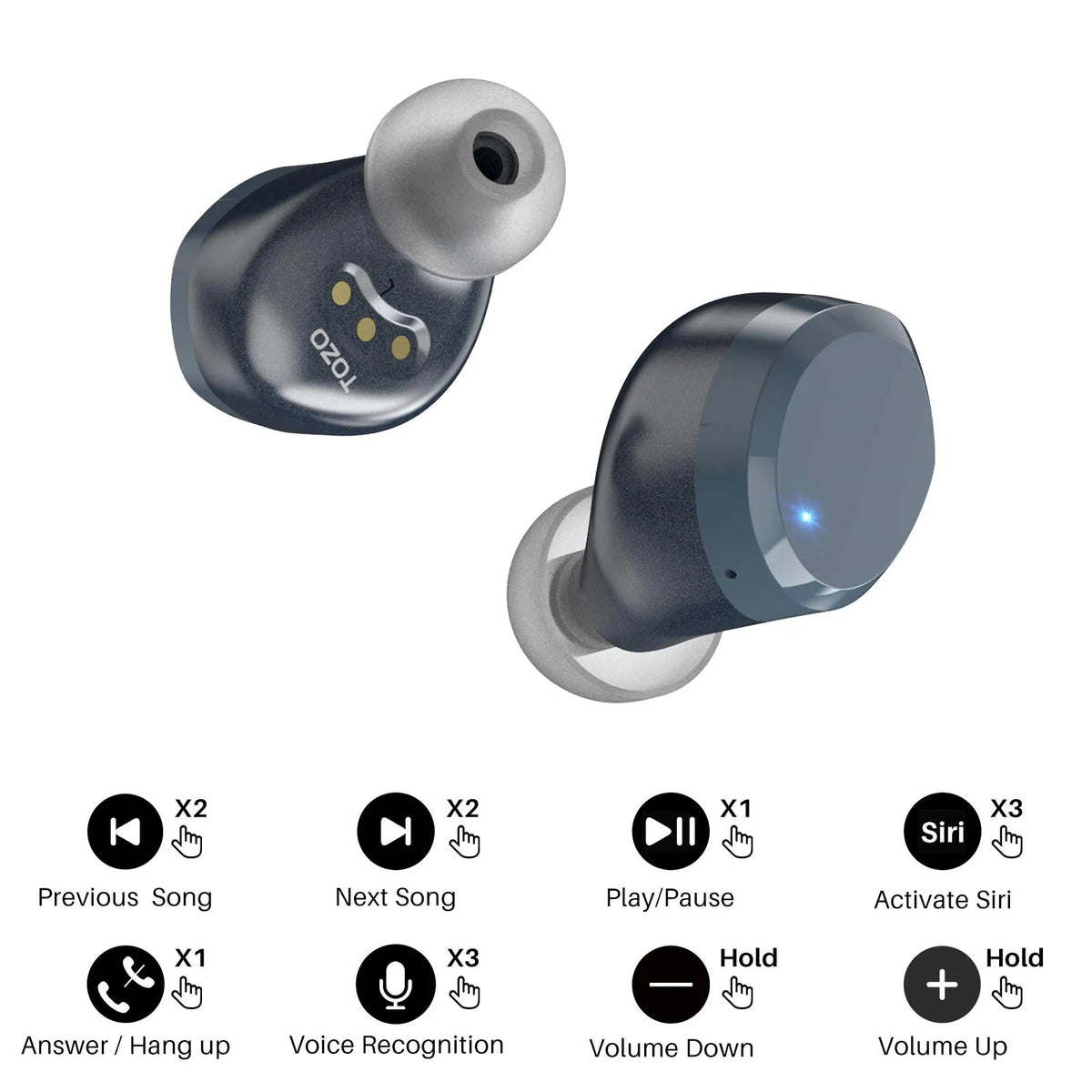 Auriculares Inalambricos Tozo T12, Bluetooth, Over-ear, Azul