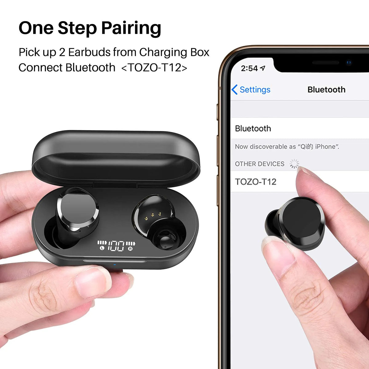 TOZO T12 Wireless Earbuds Bluetooth 5.3 Technology &amp; Easy Pairing