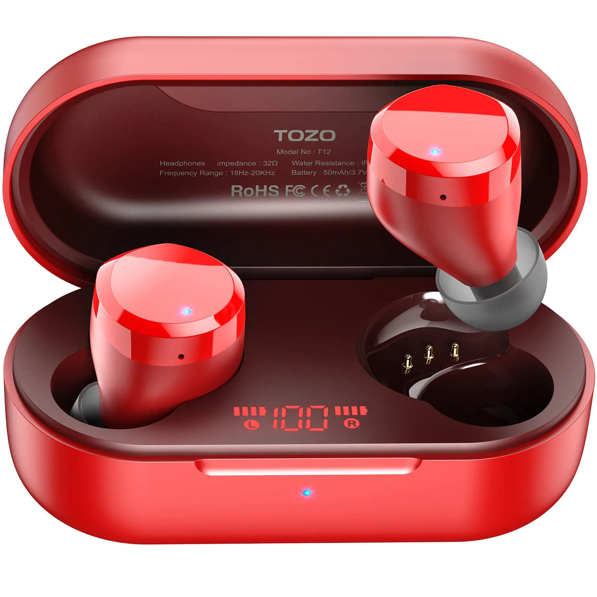  TOZO Tonal Dots (T12) Auriculares inalámbricos Bluetooth 5.3  Auriculares ENC integrado con cancelación de ruido, aplicación de 55 horas  de reproducción, personalizable, EQ IPX8, pantalla digital LED : Electrónica