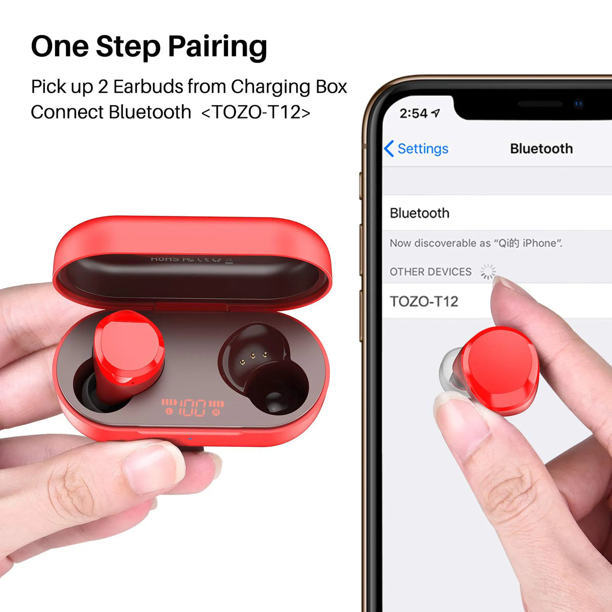 TOZO T12 Wireless Earbuds Bluetooth 5.3 Technology &amp; Easy Pairing