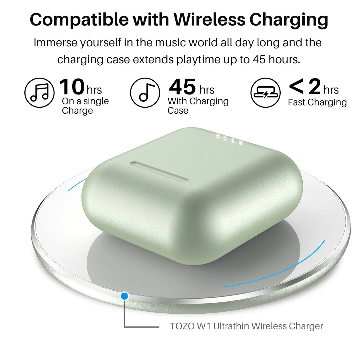 TOZO T6 トゥルーワイヤレスイヤホン Bluetooth 5.3 ヘッドフォン タッチコントロール ワイヤレス充電ケース付き IPX8 防水 ステレオイヤホン インイヤー 内蔵マイク ヘッドセット プレミアムディープベース