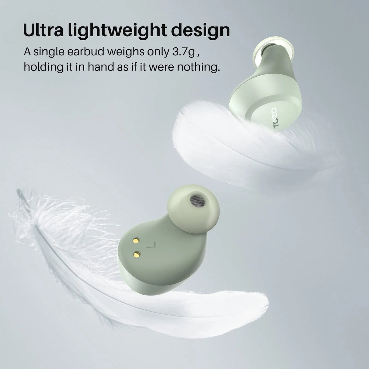 TOZO A1 Wireless Earbuds lightweight design for comfort &amp; convenience ear-fit.