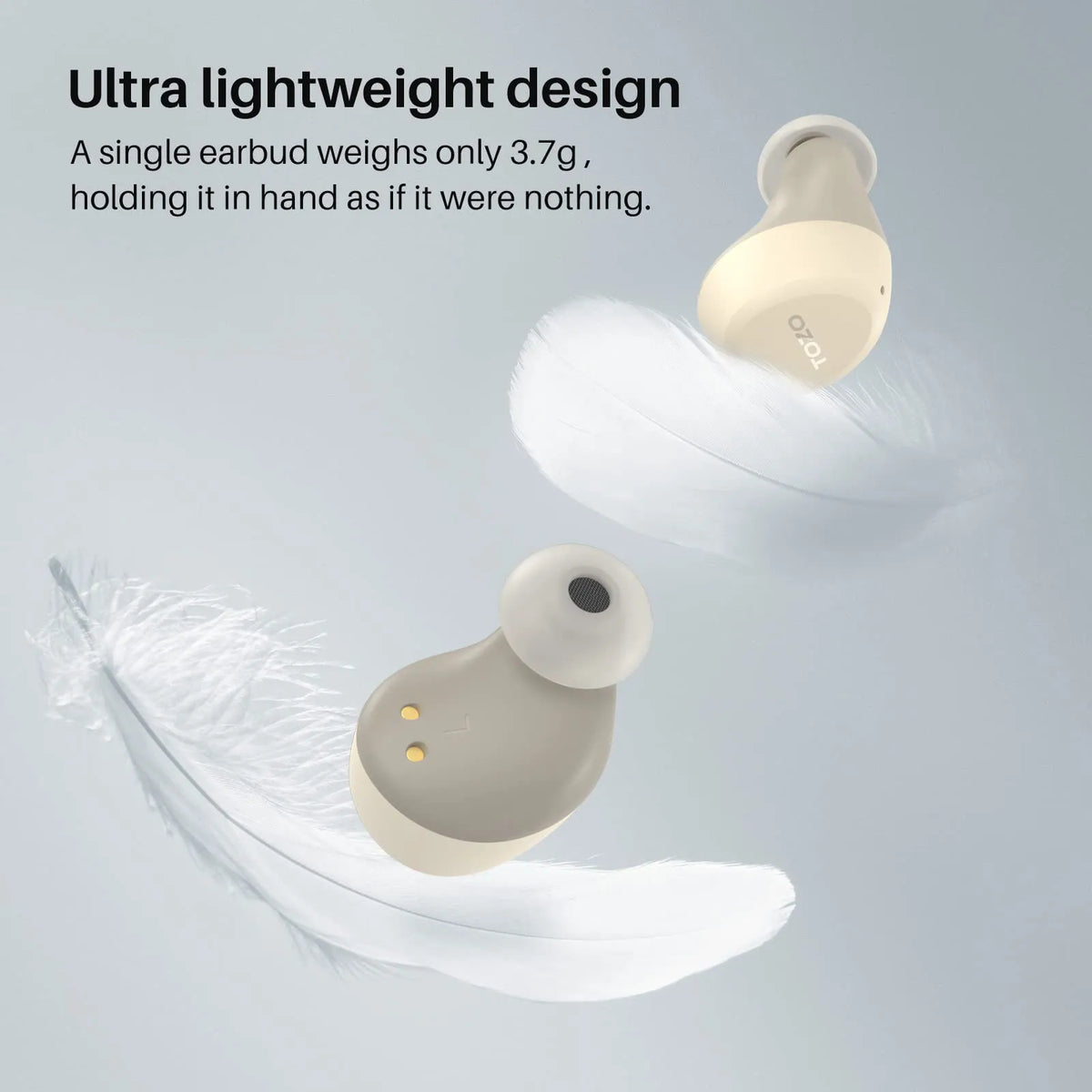 TOZO A1 Wireless Earbuds lightweight design for comfort &amp; convenience ear-fit.