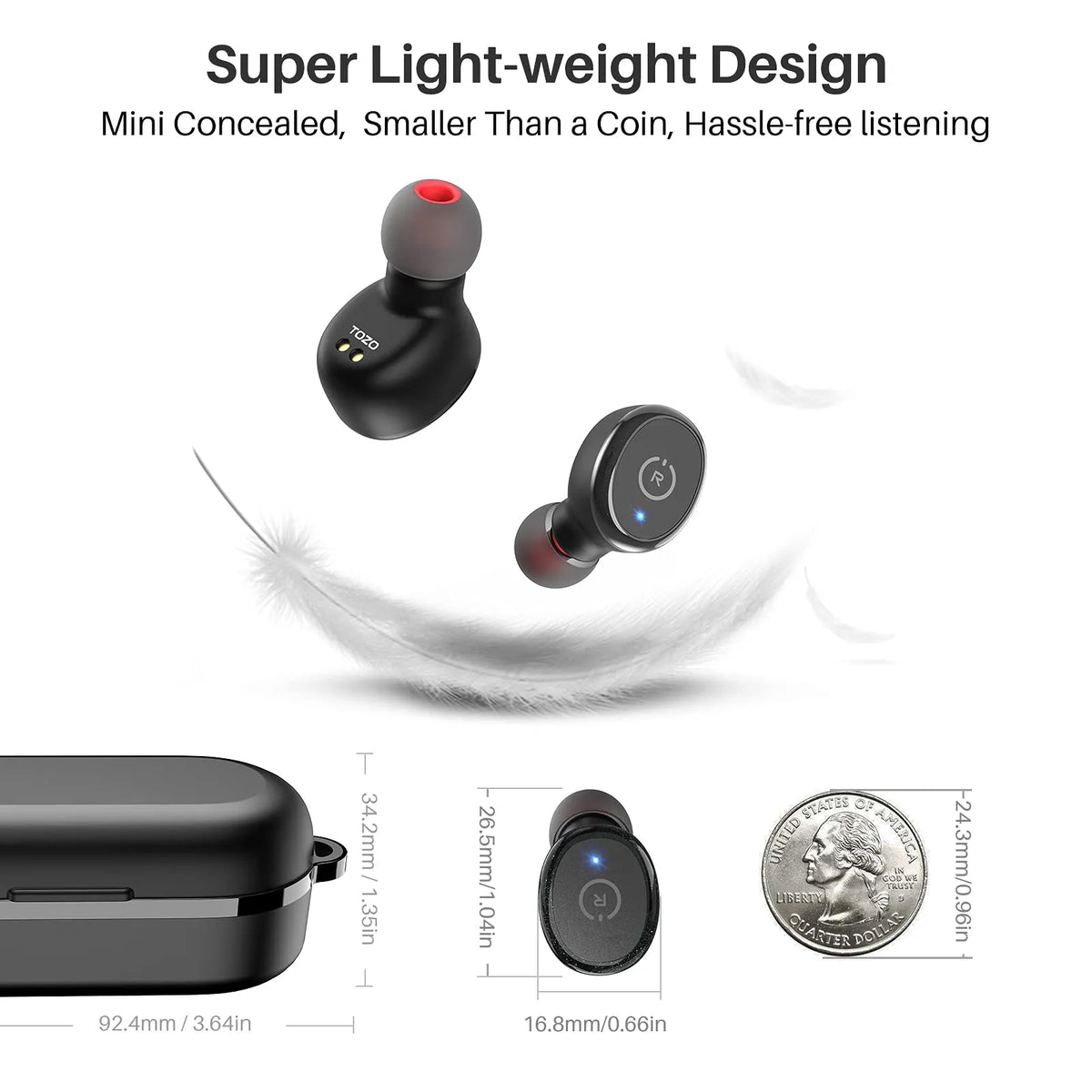 TOZO-auriculares inalámbricos T10 2024, cascos con Bluetooth 5,3,  aplicación personalizada, 16 EQ con 55H