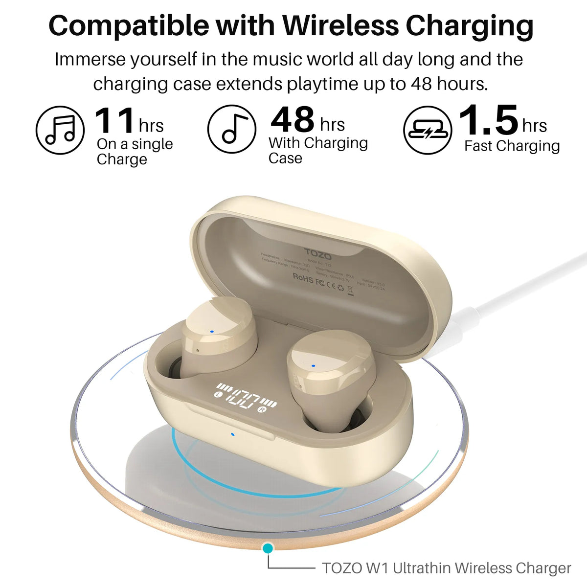 TOZO T12 Wireless Earbuds Bluetooth 5.3 Technology &amp; Easy Pairing