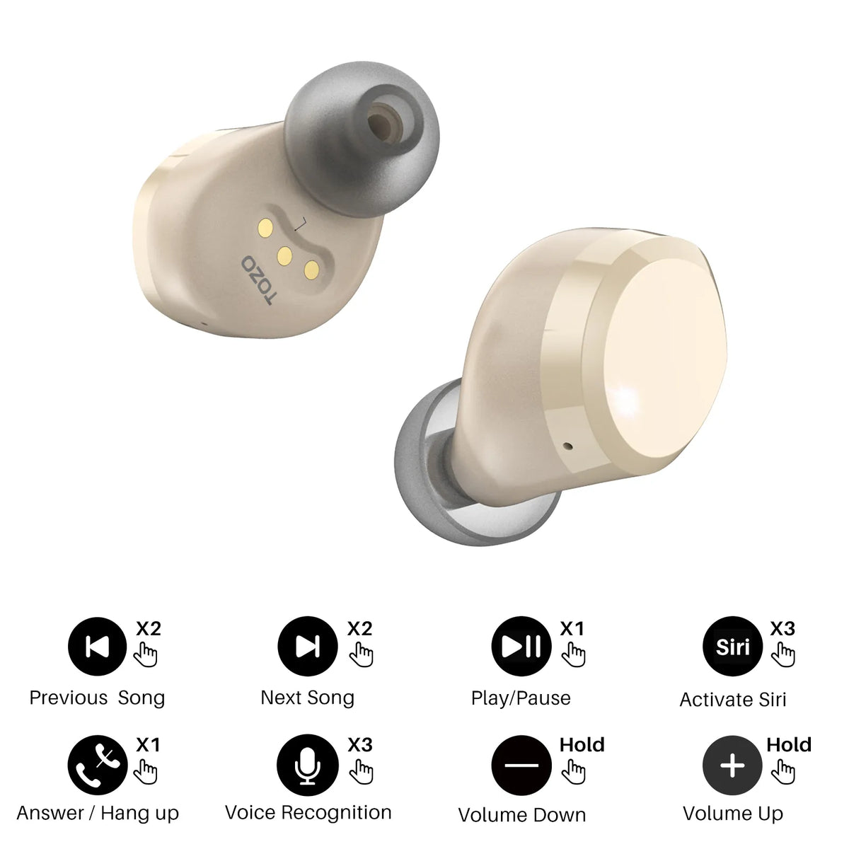 TOZO T12 Pro Earbuds Noise Cancelling with Built in Mic & Wireless
