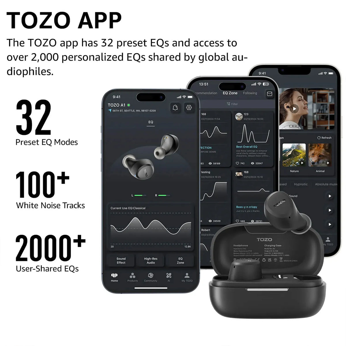 tozo a1 earbuds black app