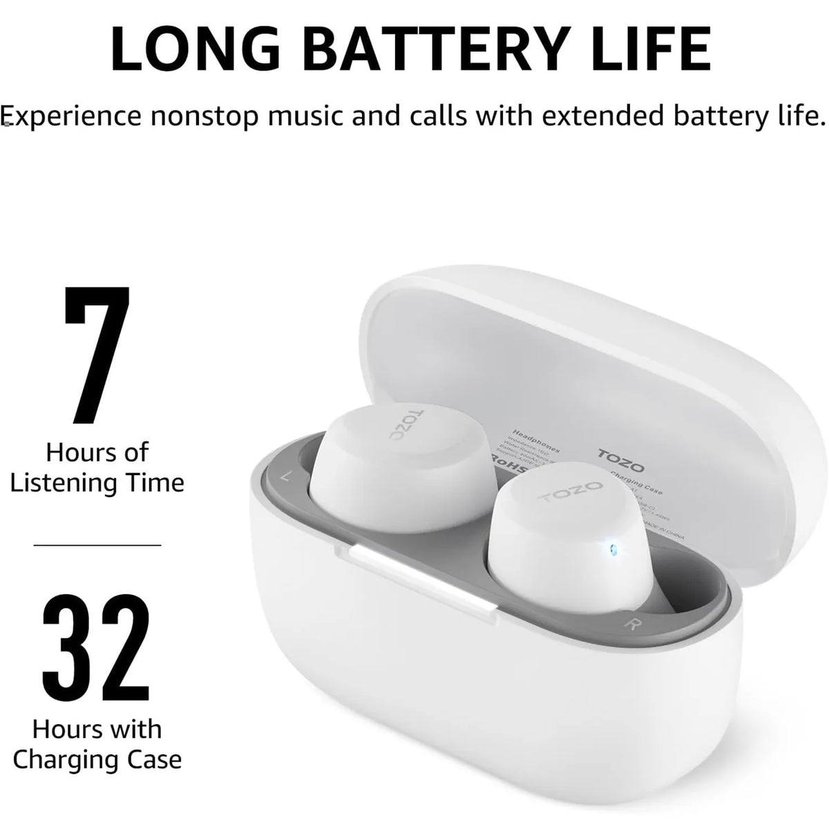 TOZO a1 matte white long battery life