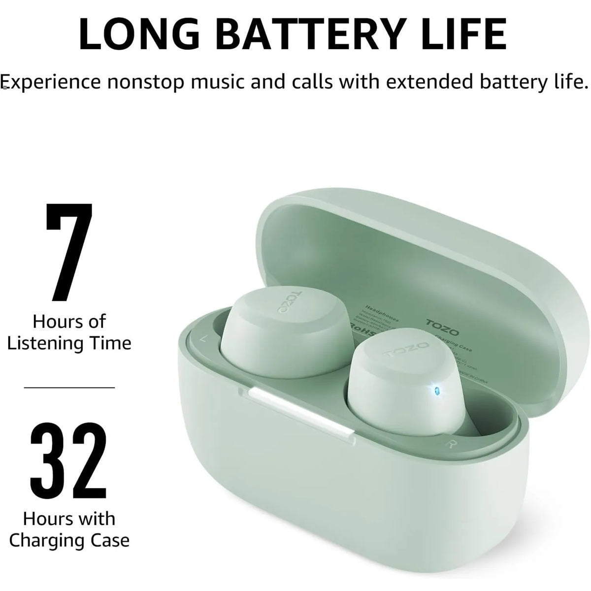 TOZO a1 matte green battery life