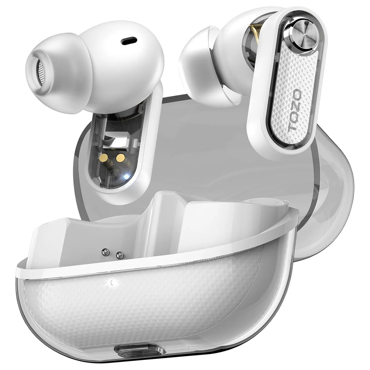 TOZO crystal pods earbuds white