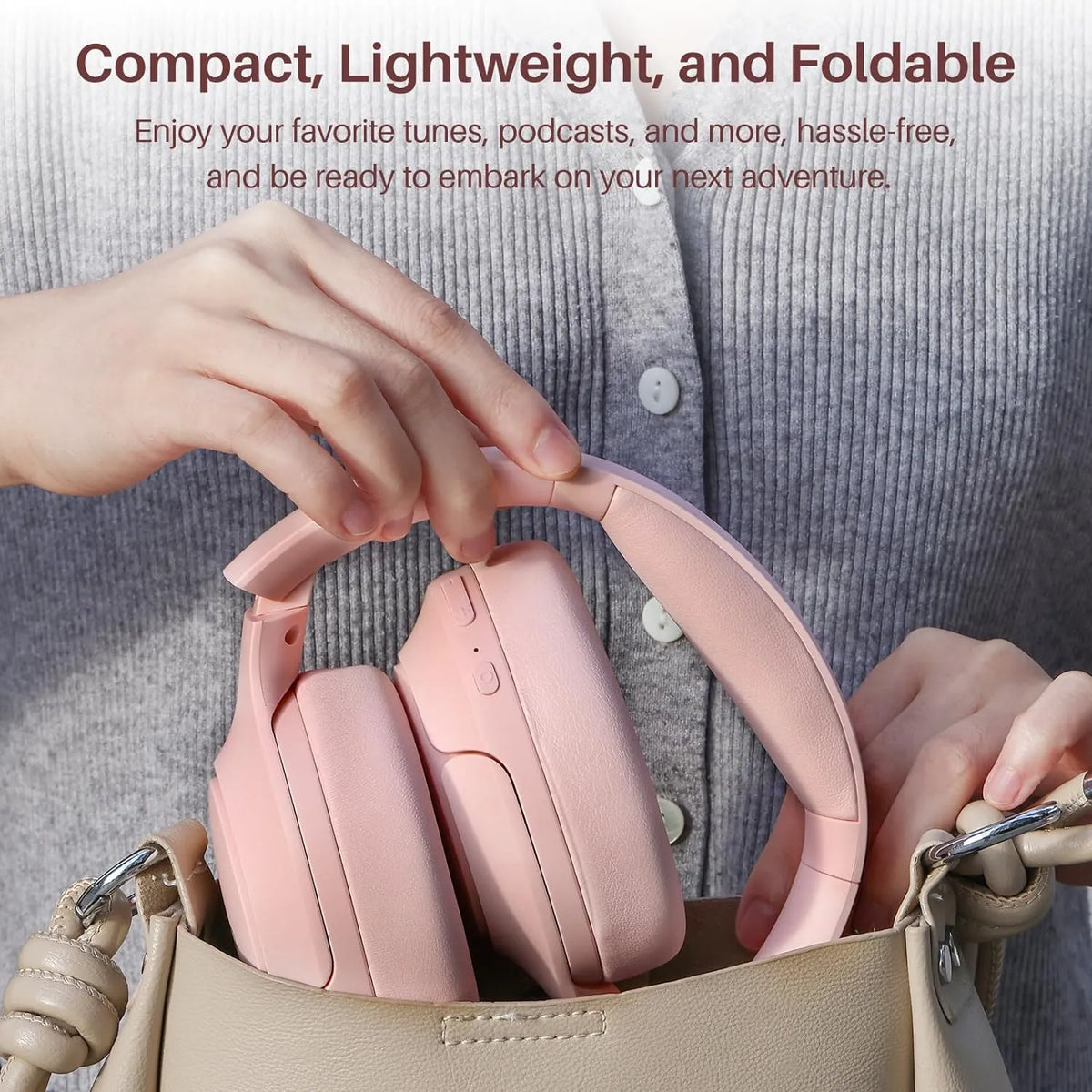 TOZO HT2 Hybrid Active Noise Cancelling Wireless Headphones-Pink