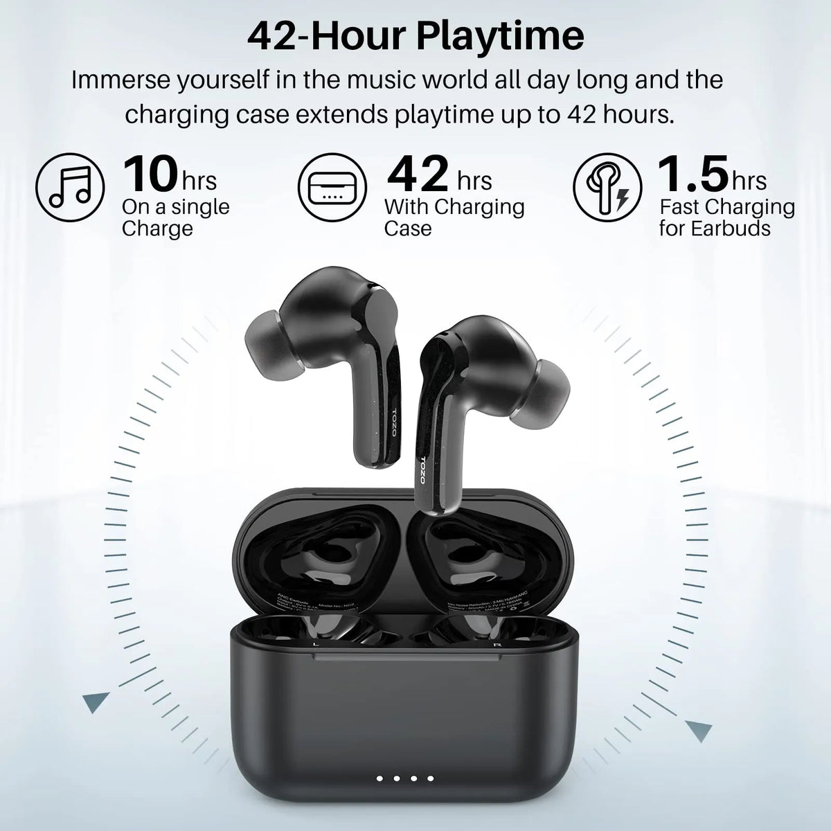 TOZO NC2 Hybrid Active Noise Cancelling Wireless Earbuds