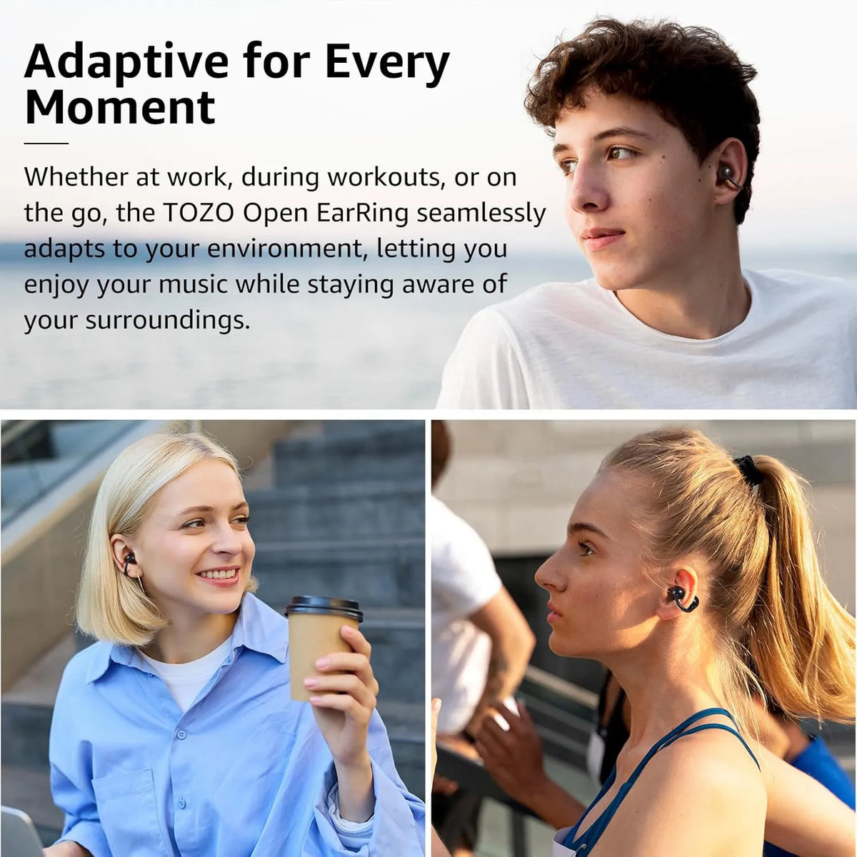 TOZO openearring black adaptive for every moment