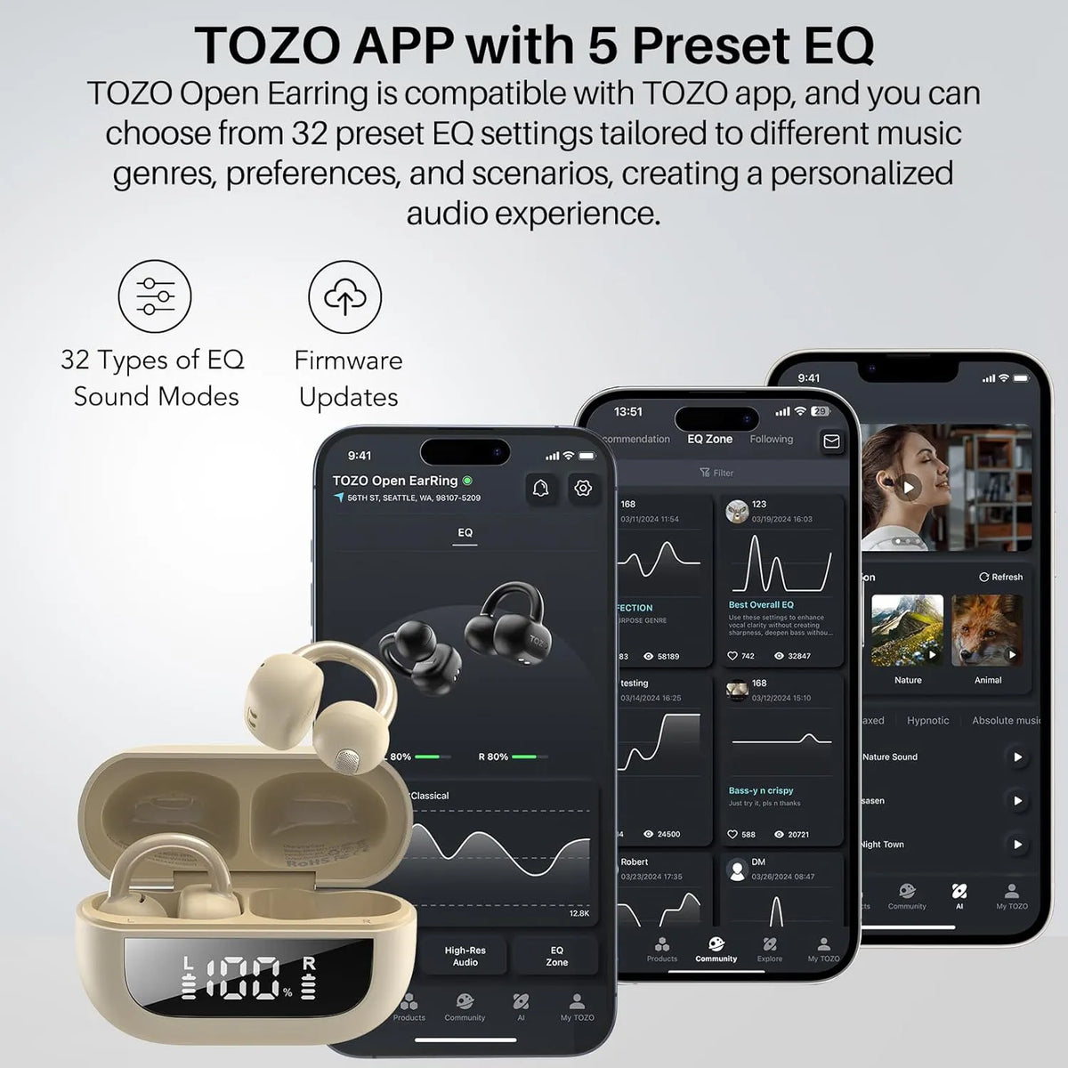 TOZO openearring khaki tozo app