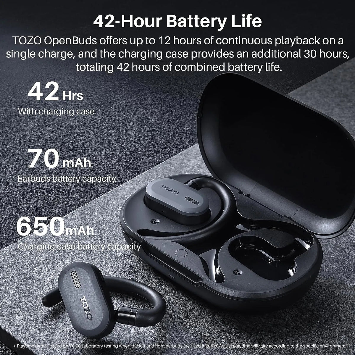 TOZO Open Buds-Lightweight True Open Ear Wireless Earbuds-Black