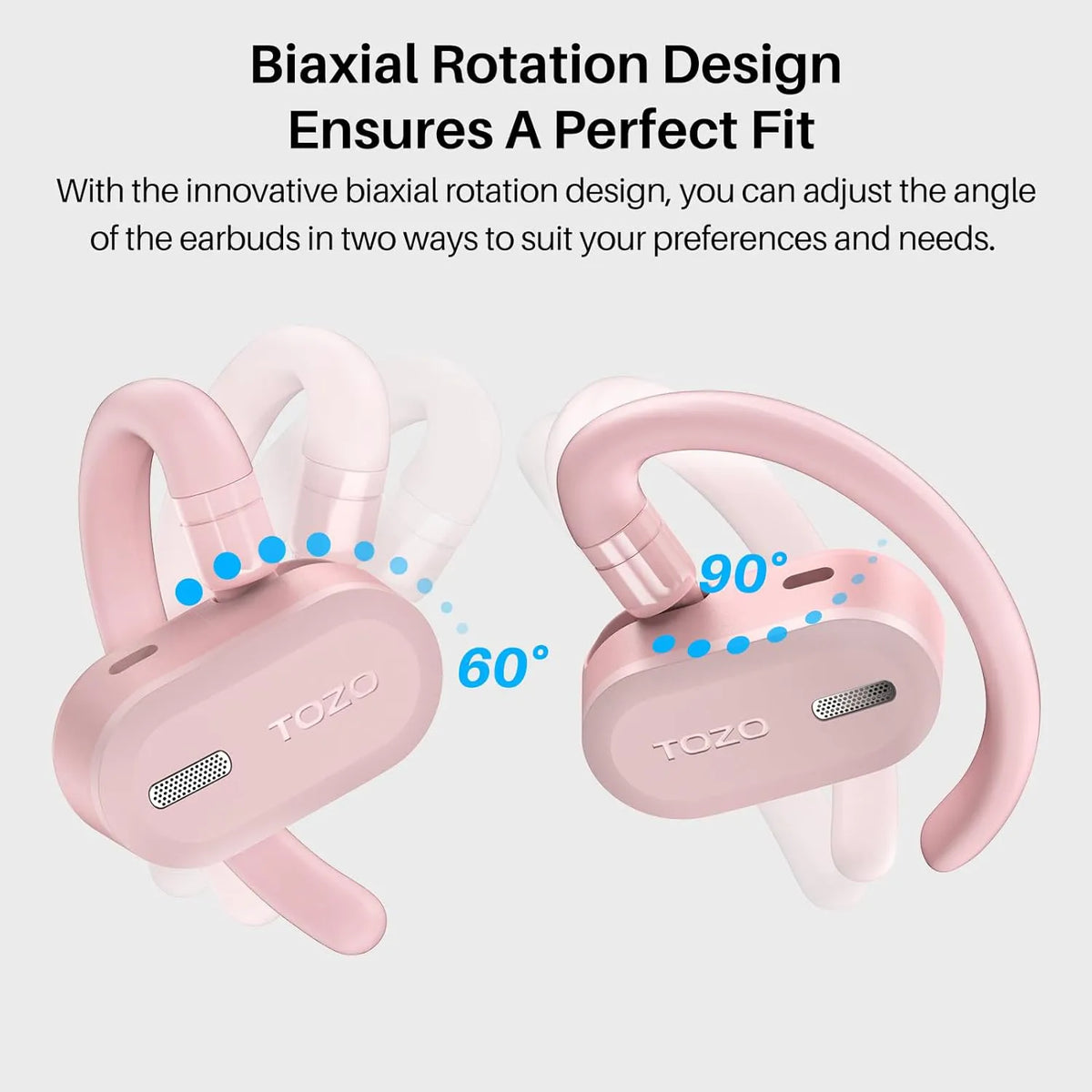 TOZO Open Buds-Lightweight True Open Ear Wireless Earbuds-Pink