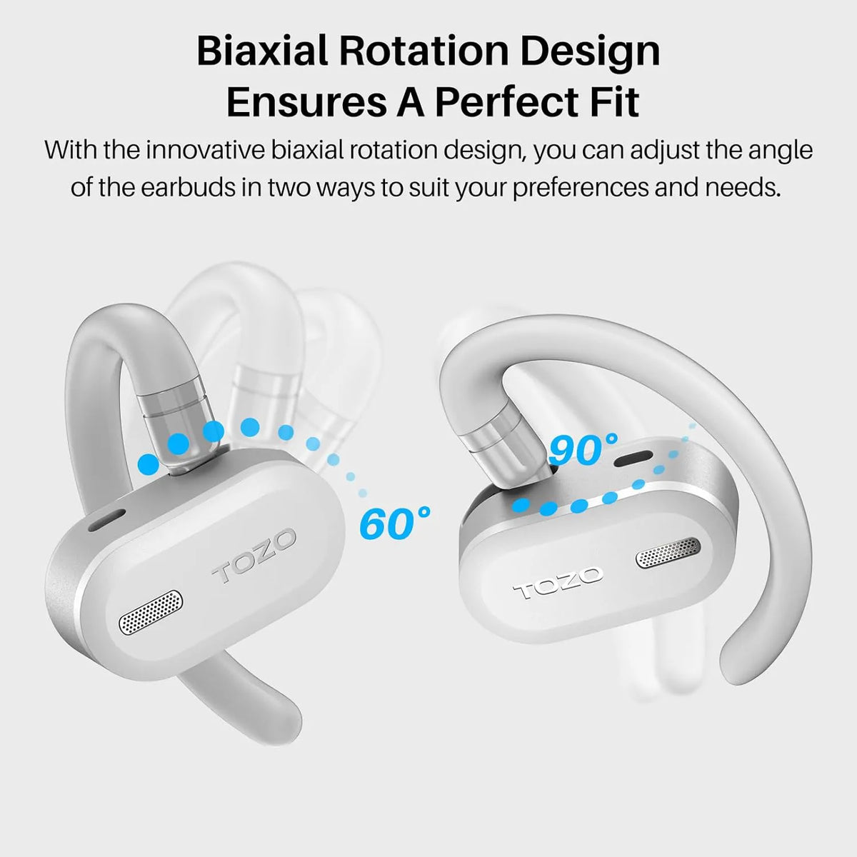 TOZO Open Buds-Lightweight True Open Ear Wireless Earbuds-White