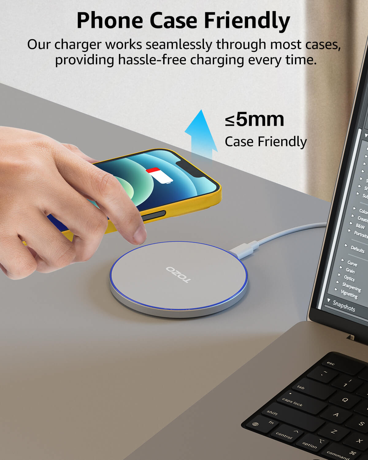 TOZO 2024 Upgraded W1 Wireless Charger 15W Max Fast