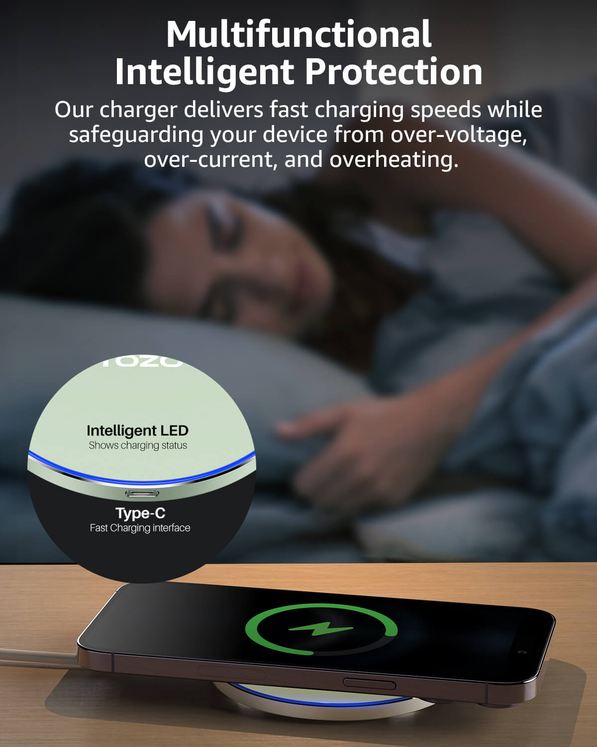 TOZO 2024 Upgraded W1 Wireless Charger 15W Max Fast