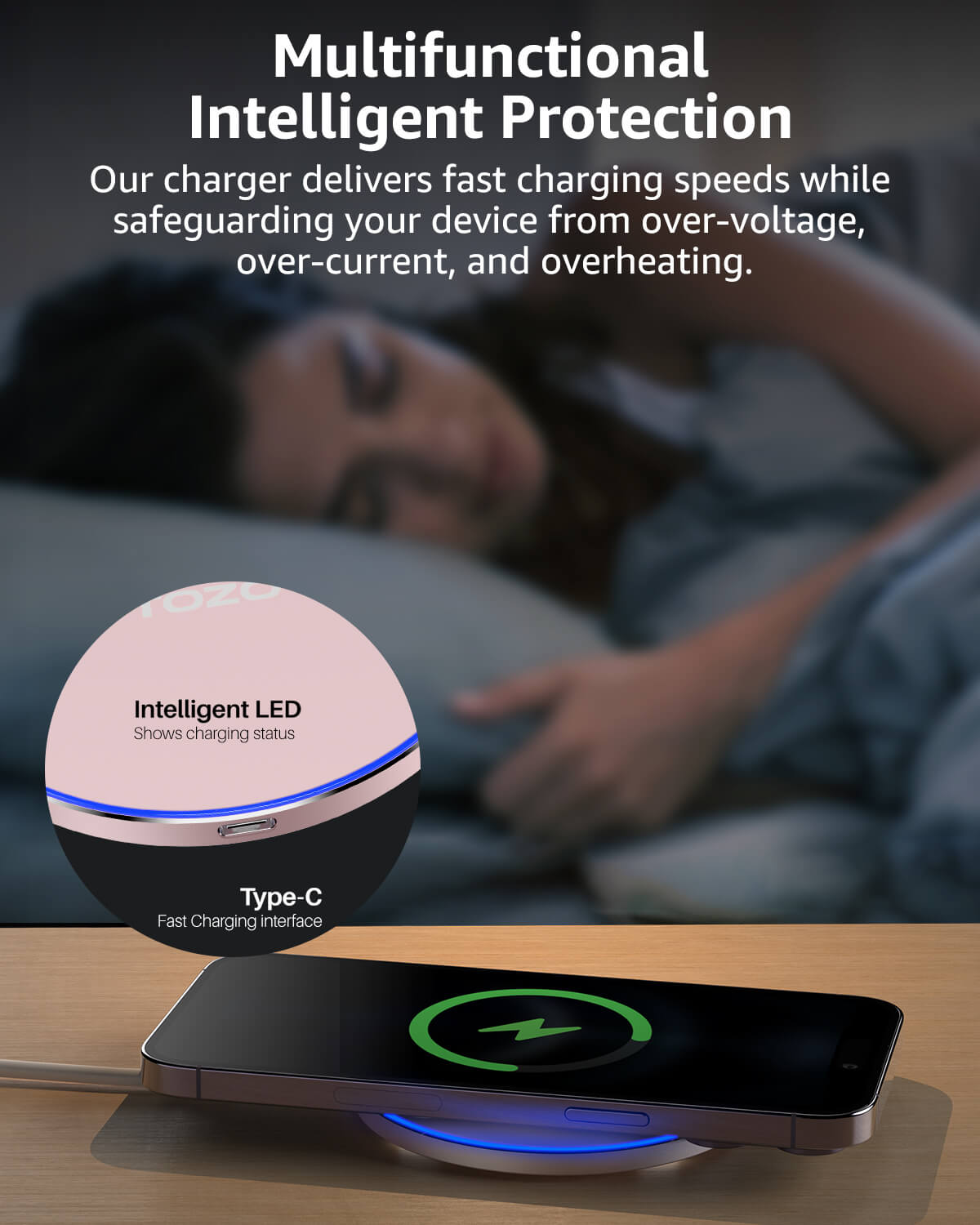 TOZO 2024 Upgraded W1 Wireless Charger 15W Max Fast