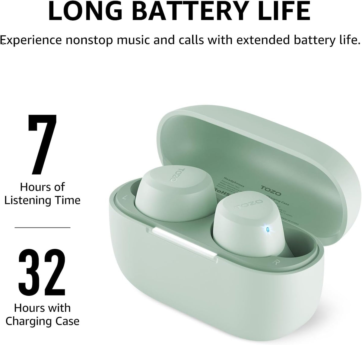 TOZO a1 matte green battery life