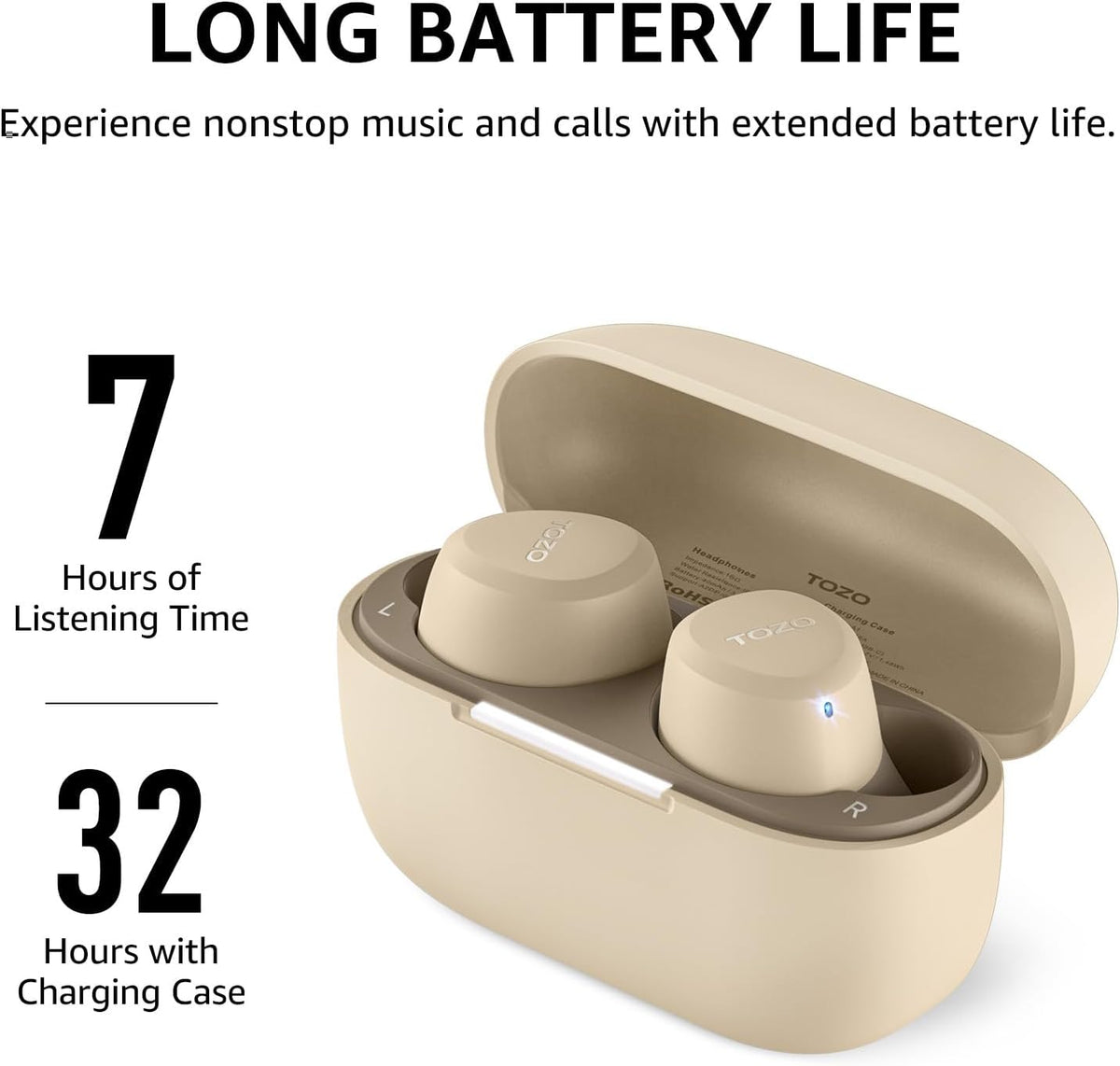 TOZO a1 light khaki long battery life