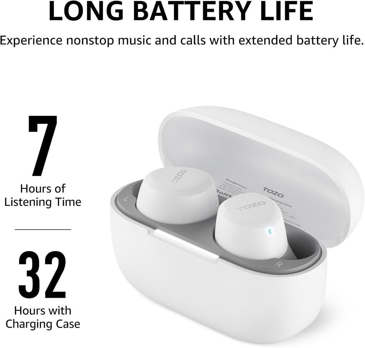 TOZO a1 matte white long battery life