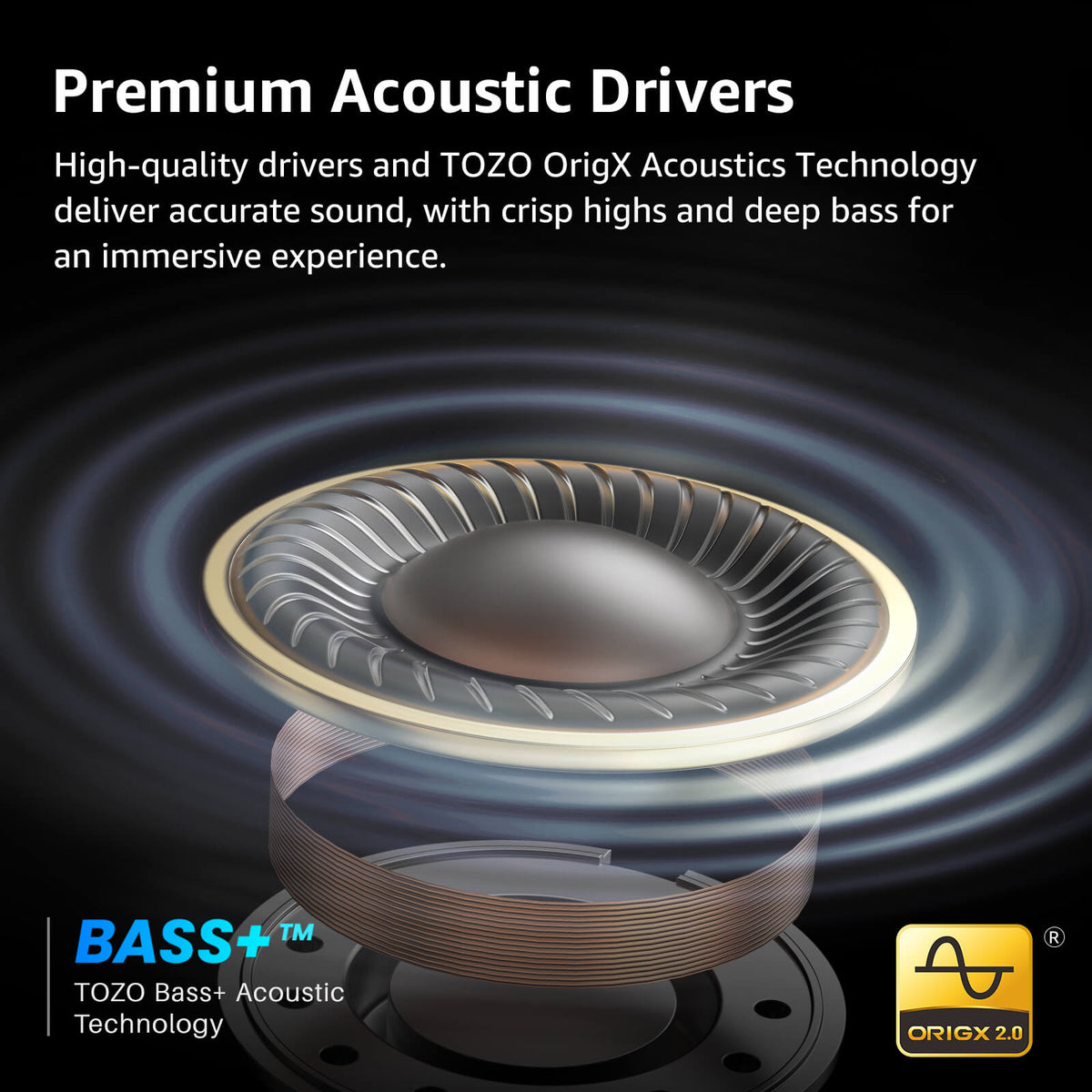 TOZO aerosound3 black premium acoustic drivers