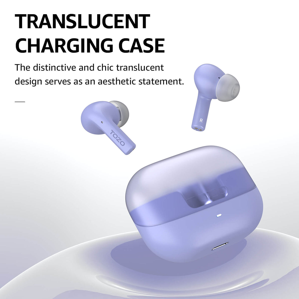 TOZO agile nova purple translucent charging case