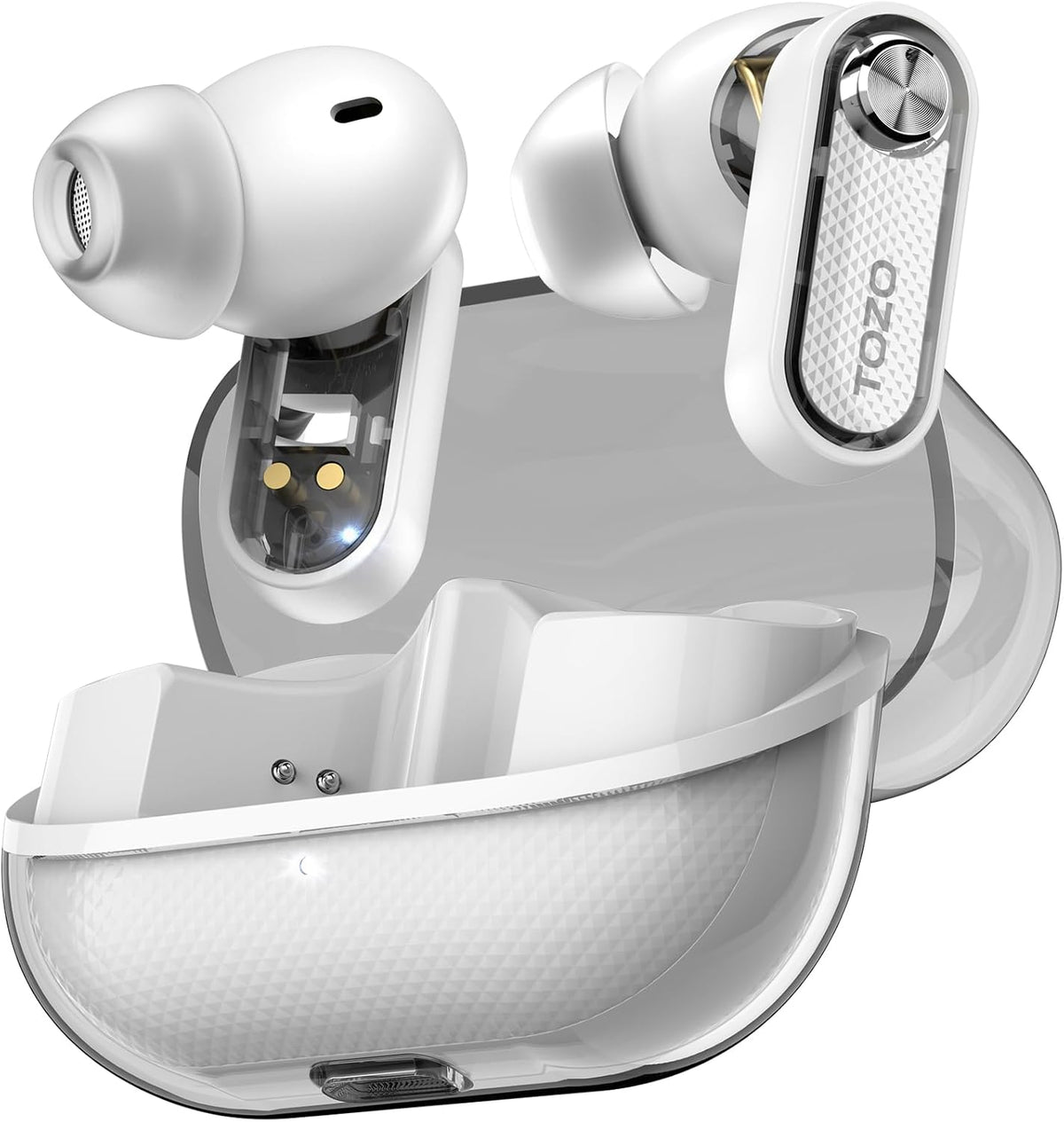 TOZO crystal pods earbuds white