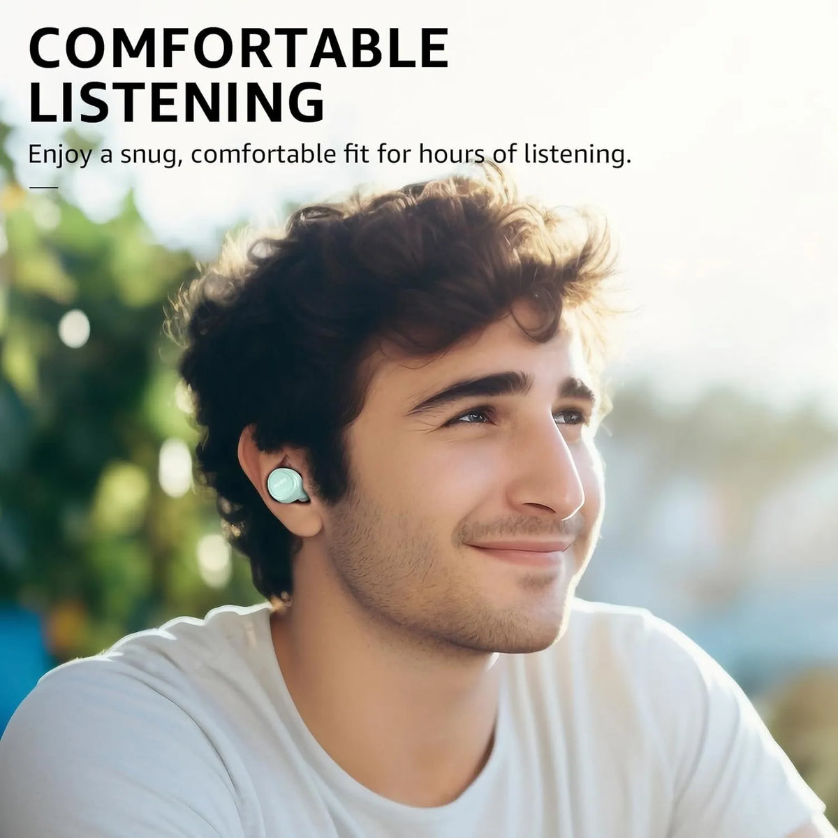 TOZO e1 earbuds green comfortable listening