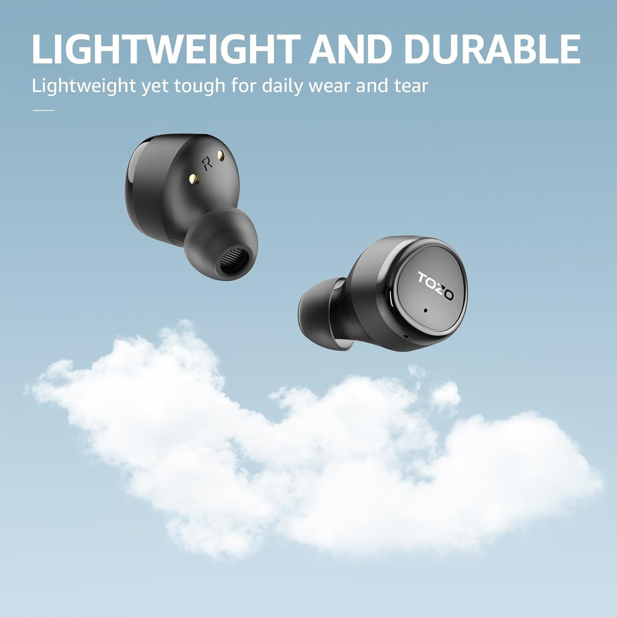 TOZO e1 wireless earbuds lightwight and durable