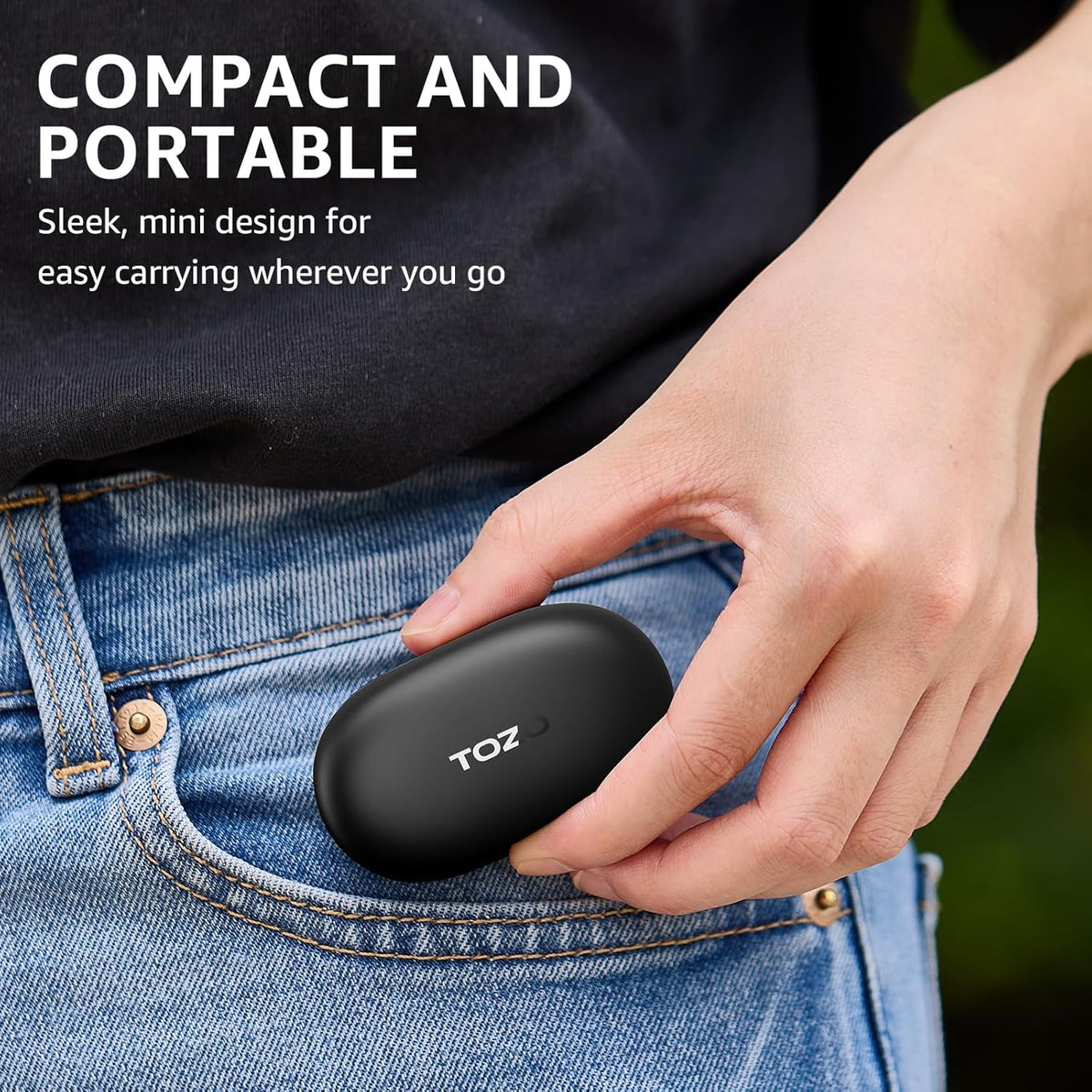 TOZO e1 wireless earbuds  compact and portable