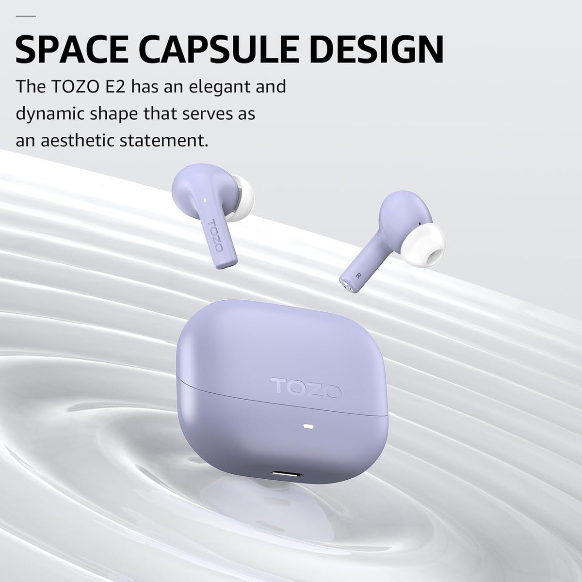 TOZO e2 earbuds purple space capsule design