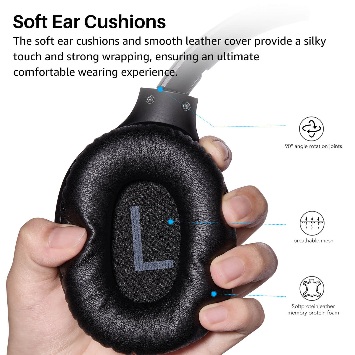 TOZO ha1 headphones black soft ear cushions