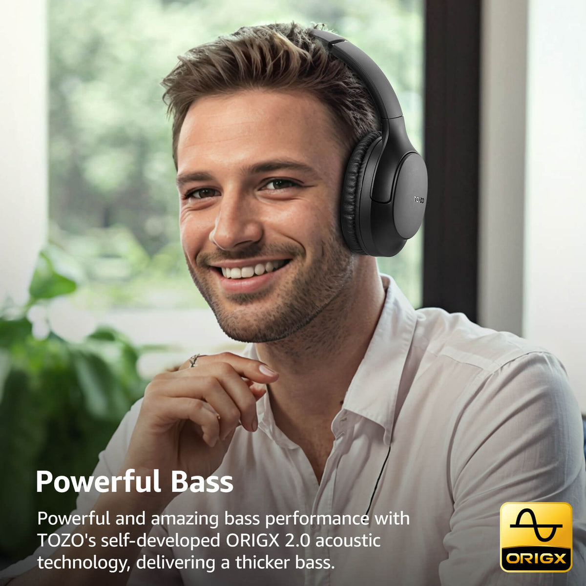 TOZO ha1 headphones black powerful bass