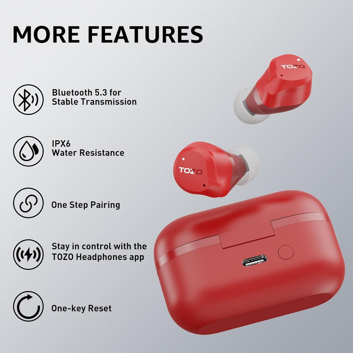 TOZO 2024 Hybrid Active Noise Cancelling Wireless Earbuds