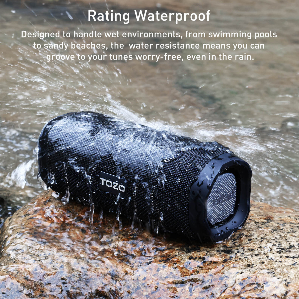 TOZO pa2 speaker black rating waterproof