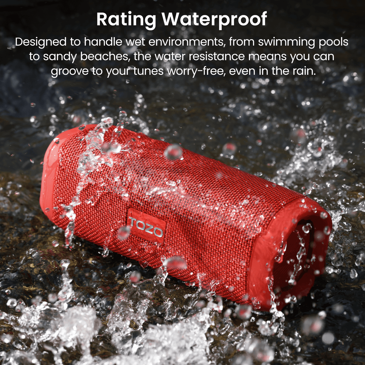 TOZO pa2 speaker red rating waterproof