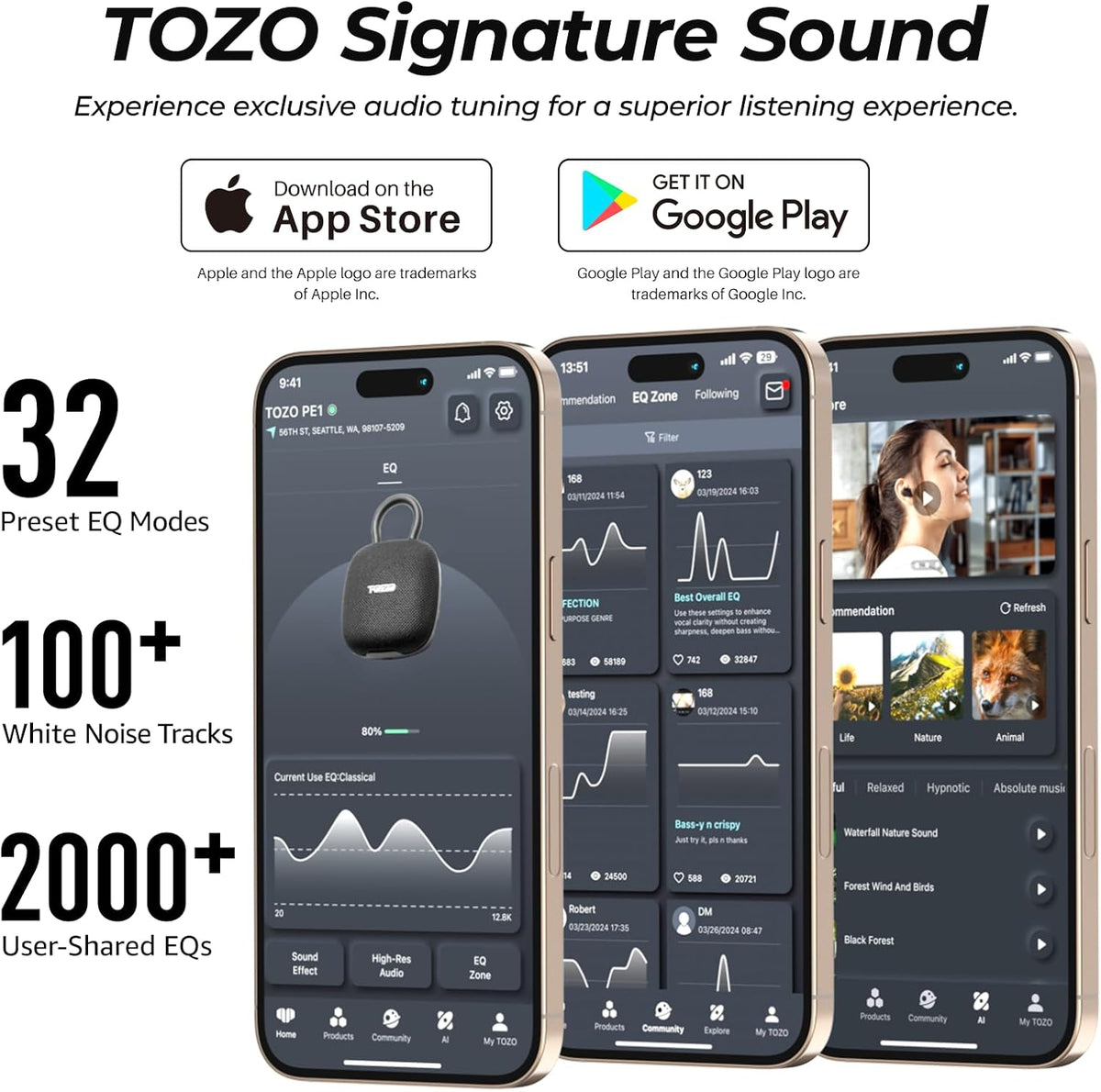 TOZO pe1 black app support