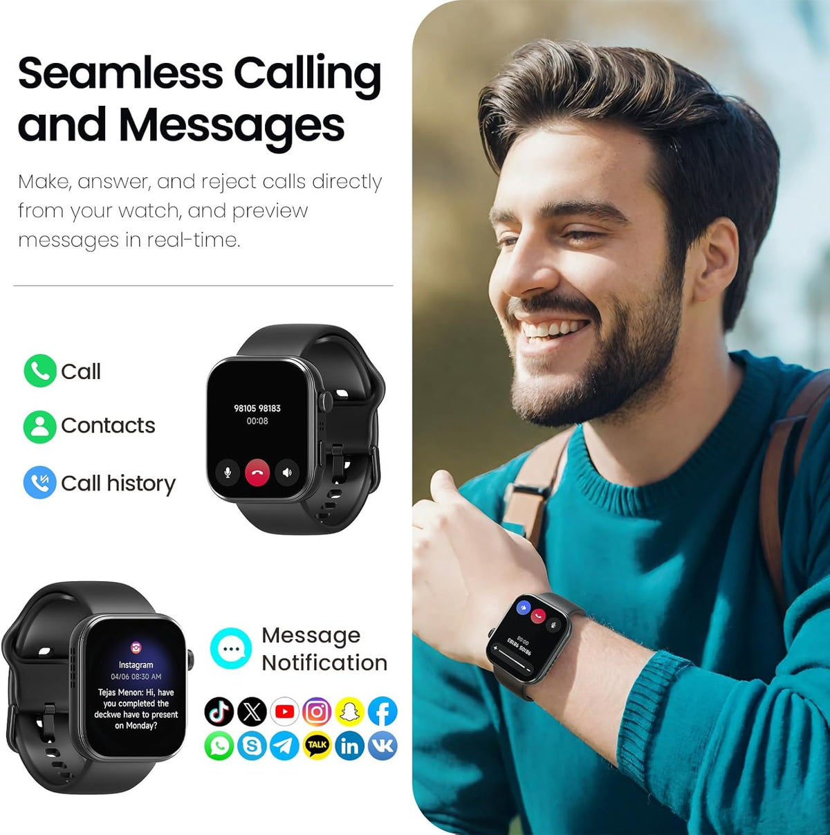 TOZO s6 smartwatch  seamless calling and messages